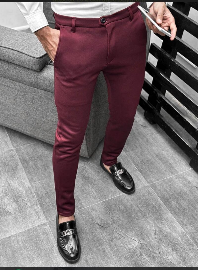 Cotton pant in Maroon