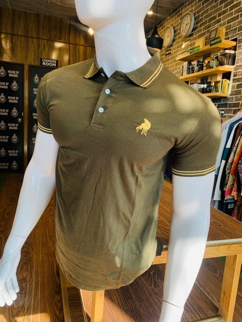 Polo T-Shirt in Olive Green